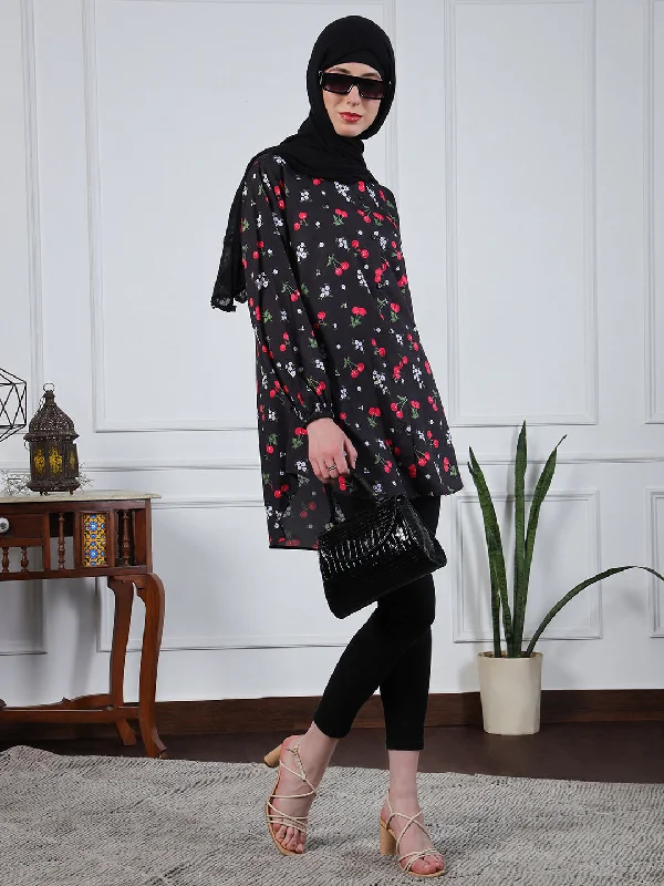 Multi-Color Crepe Printed Front Open Modest Shirt For WomenLayered Shirts