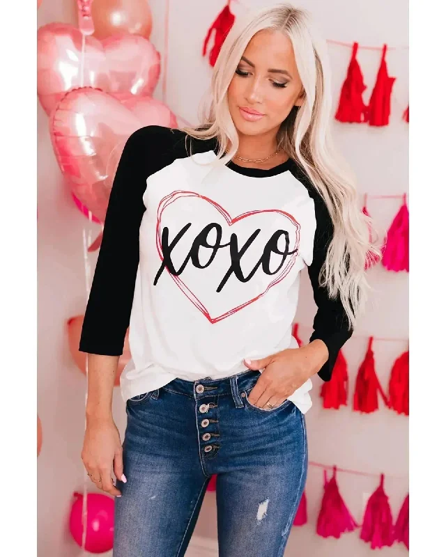 Embellished T-ShirtsAzura Exchange Heart Graphic Contrast Sleeve Tee - M