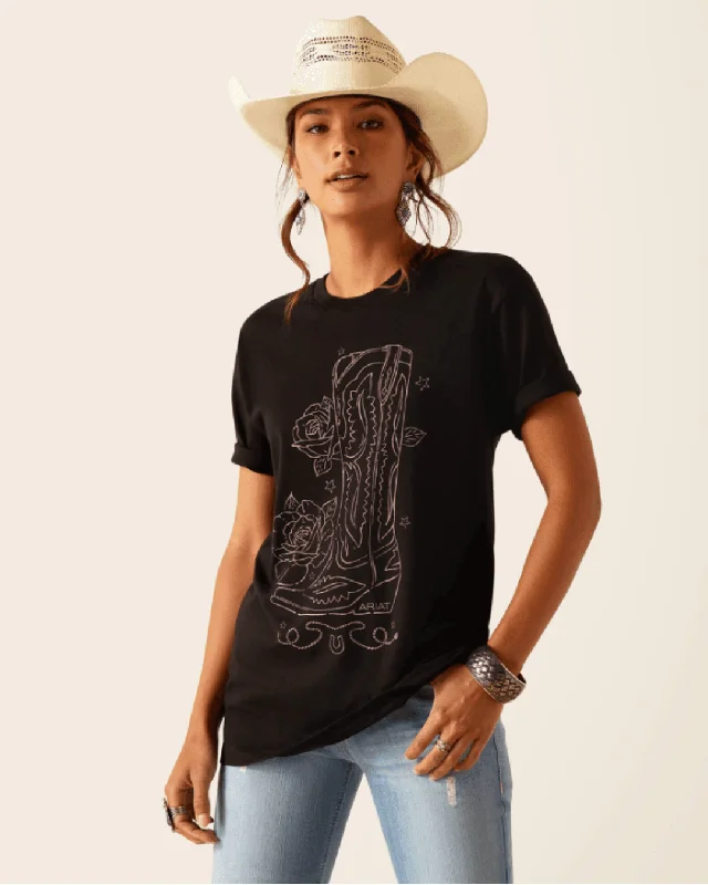 Luxury T-ShirtsAriat Women's Black Tall Boot Tee 10051437