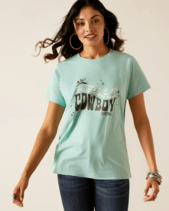 Streetwear T-ShirtsAriat Women's Aqua Heather Cowboy Tee 10048642