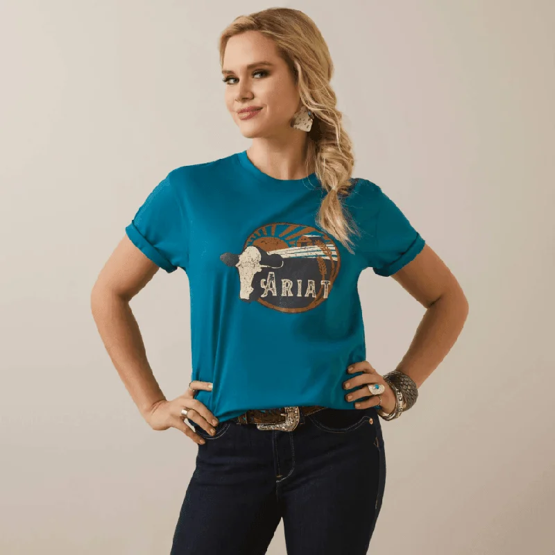 Collaborative T-ShirtsAriat Women's Deep Lagoon Heartland Tee 10046317