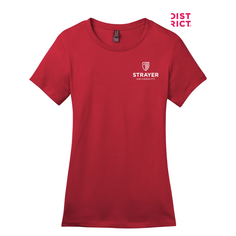 Cropped T-ShirtsNEW STRAYER District ® Women’s Perfect Weight ® Tee-Classic Red