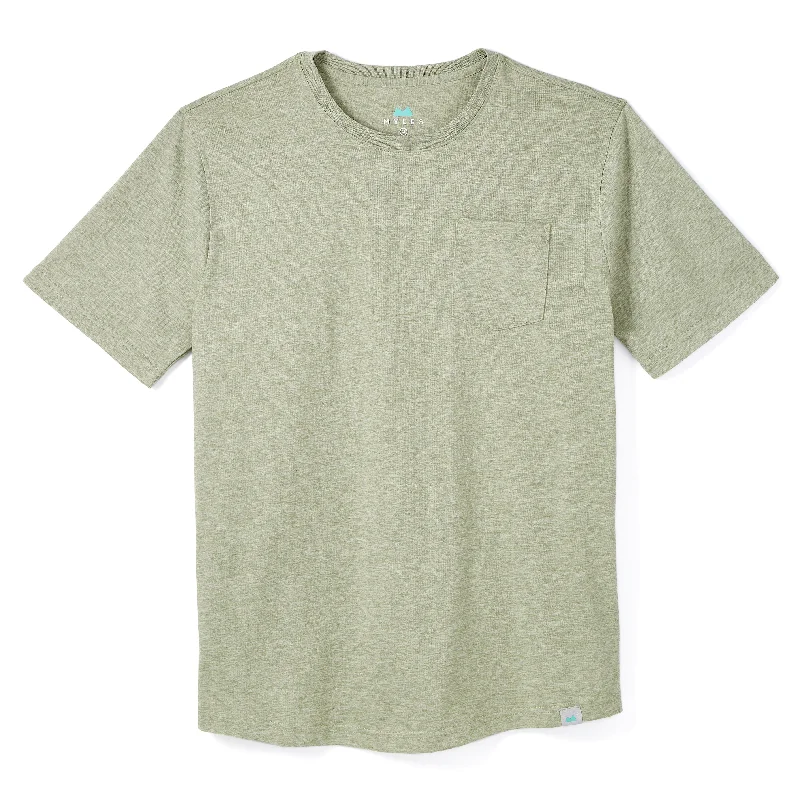 Ribbed Cuff T-ShirtsEveryday Tee with Pocket in Heather Clover