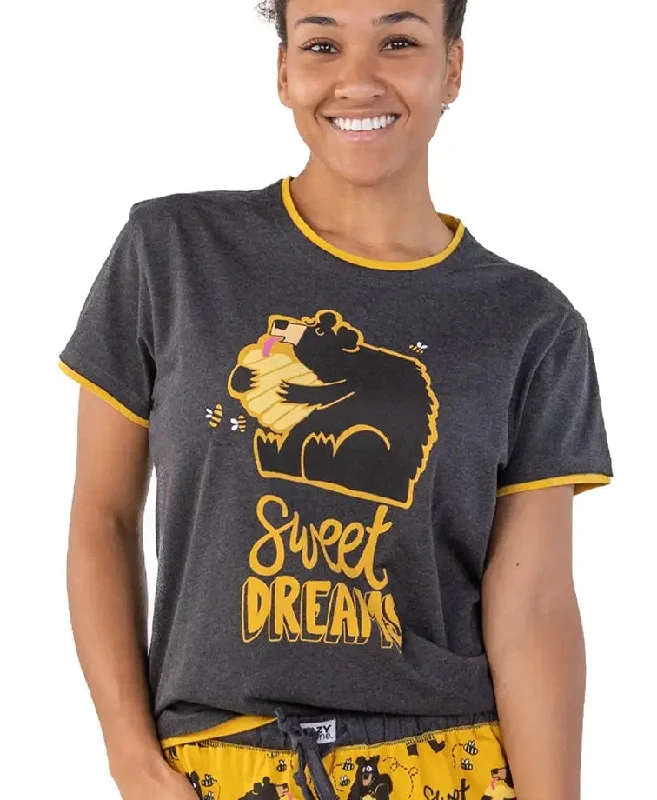 Cotton T-Shirts'Lazy One' Women's Sweet Dreams PJ Tee - Grey