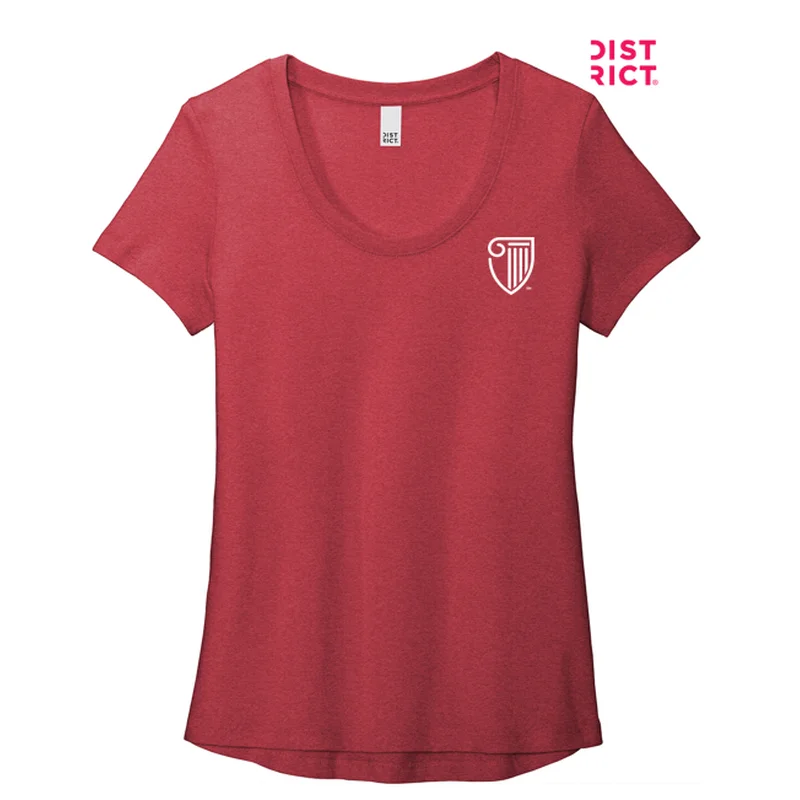 Ribbed Cuff T-ShirtsNEW STRAYER District ® Women’s Flex Scoop Neck Tee- Heathered Red