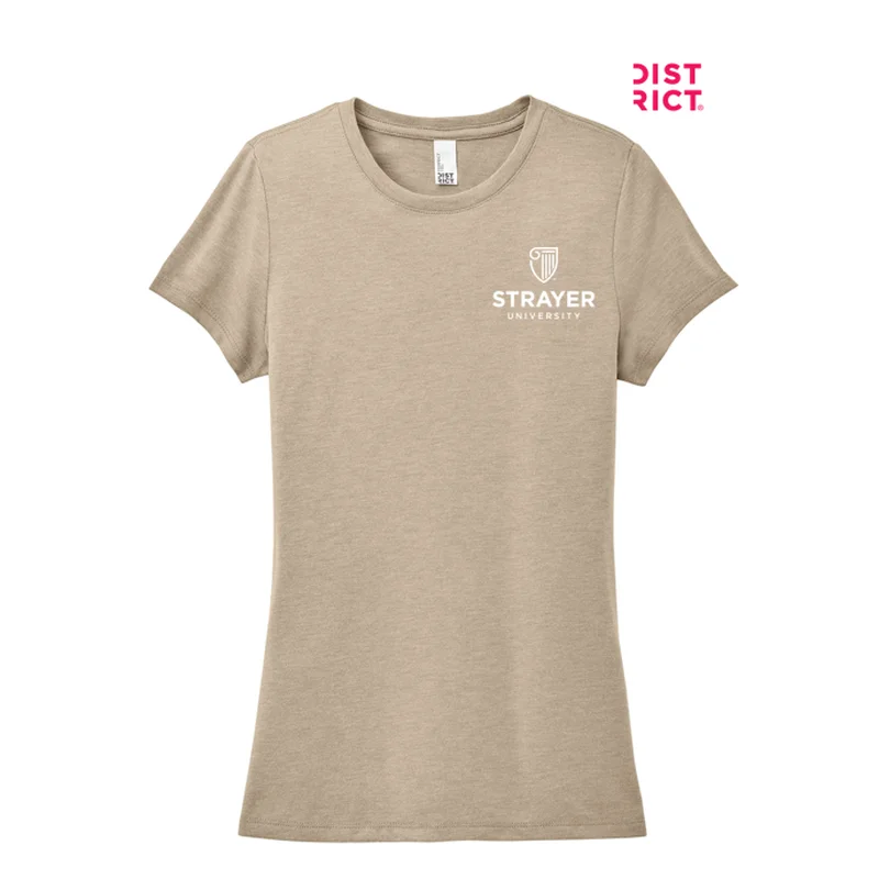 Sheer T-ShirtsNEW STRAYER District ® Women’s Perfect Tri ® Tee-Desert Tan Heather