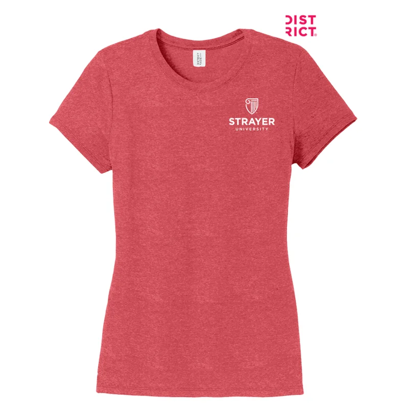 Crewneck T-ShirtsNEW STRAYER District ® Women’s Perfect Tri ® Tee-Red Frost