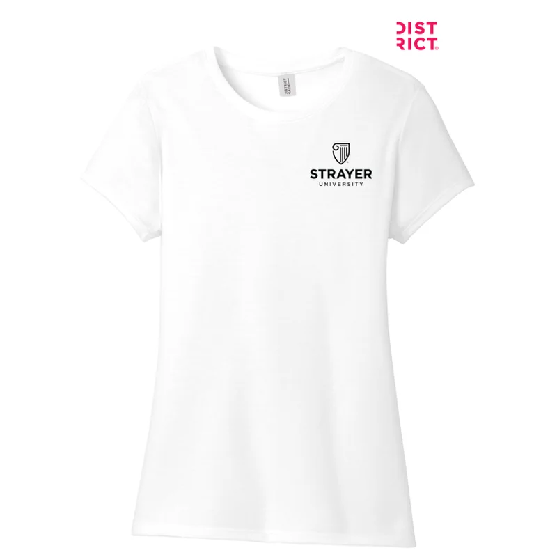 V-Neck T-ShirtsNEW STRAYER District ® Women’s Perfect Tri ® Tee-WHITE