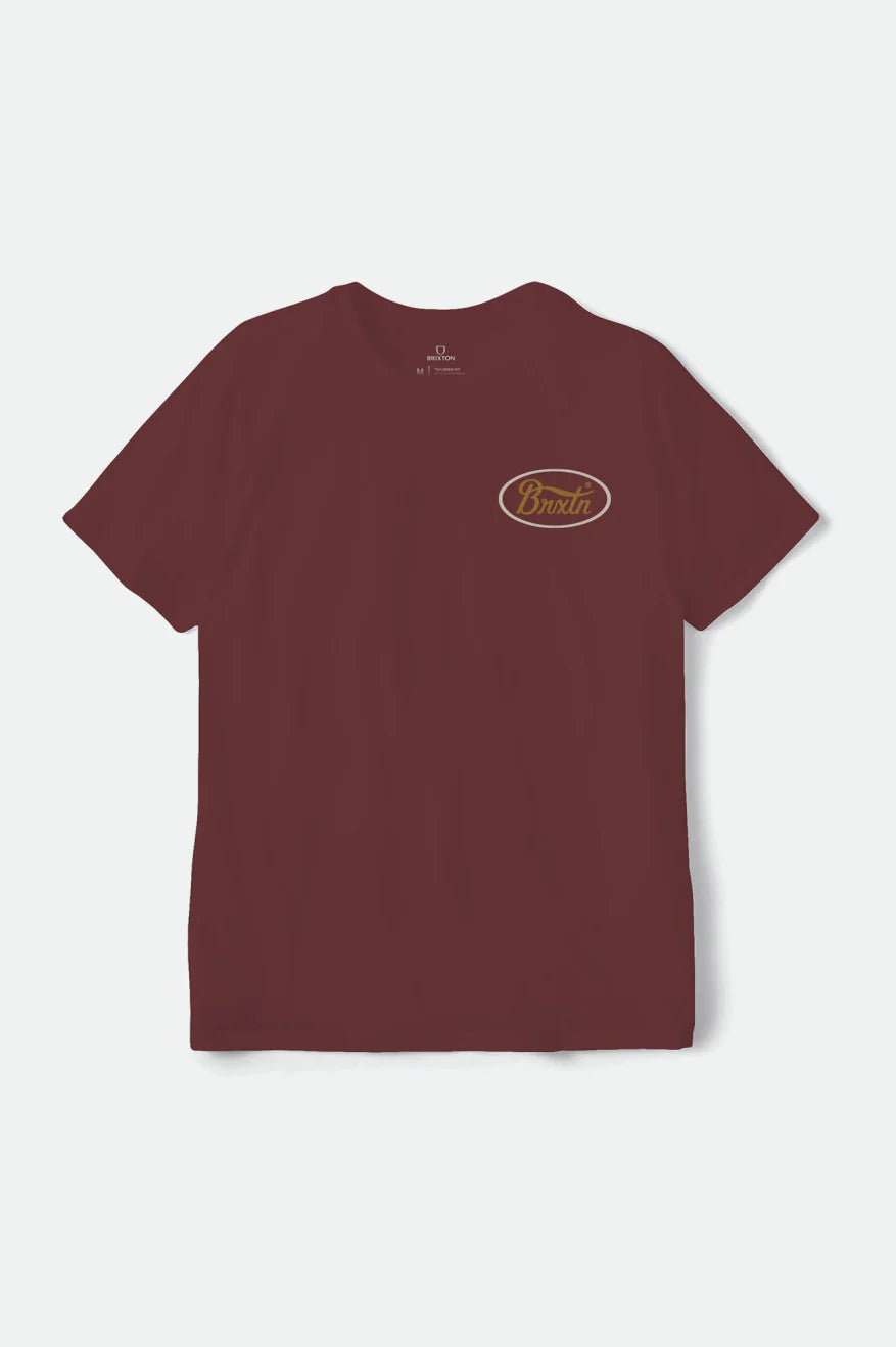 Blended Fabric T-ShirtsParsons S/S Tailored Tee - Burgundy/Gold