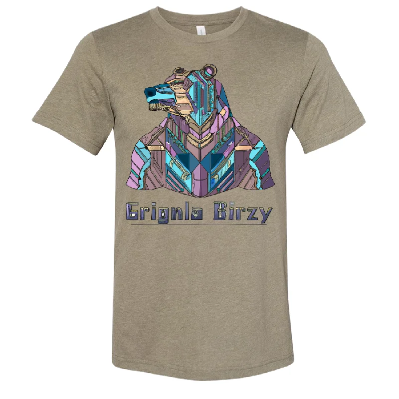 Polyester T-ShirtsStained Glass Cyborg Grizzly Bear Asst Colors Sueded Tee