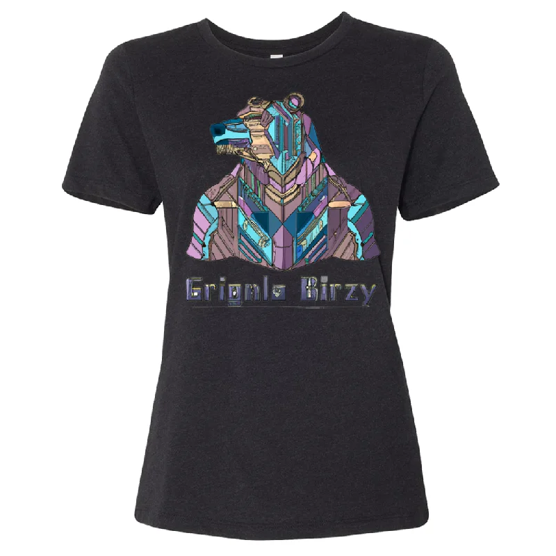 Thermal T-ShirtsStained Glass Cyborg Grizzly Bear Women's Relaxed Jersey Tee