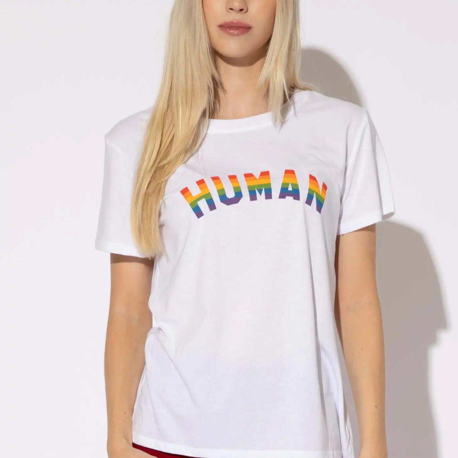 Thermal T-ShirtsSub_Urban Riot Human Rainbow Classic White Tee